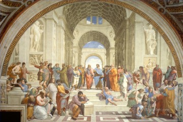 Rafael Painting - La Escuela de Atenas, maestro renacentista Rafael